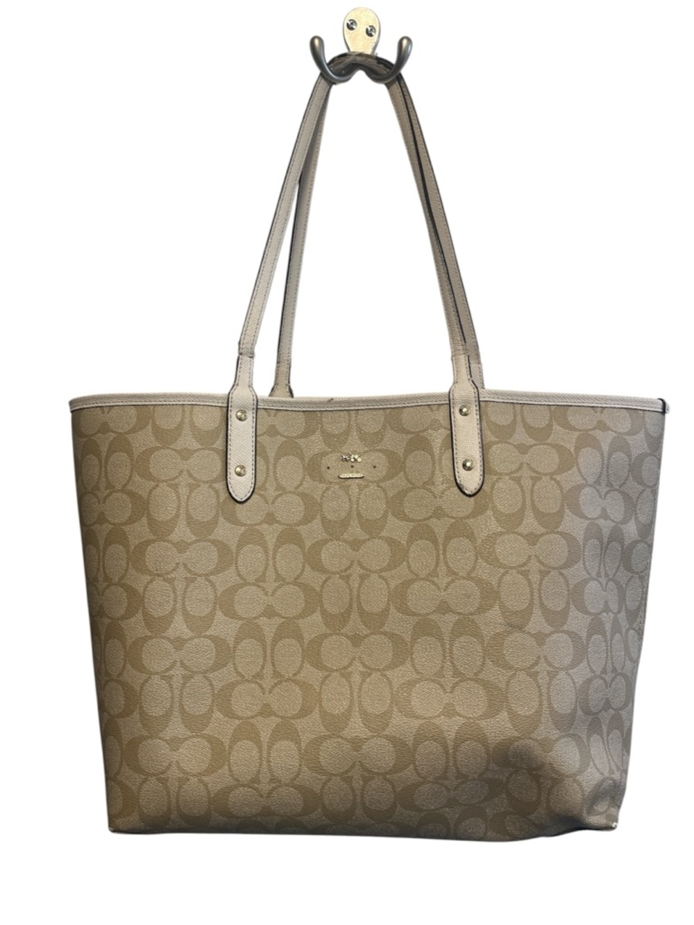 Coach Beige Signature Logo Tote